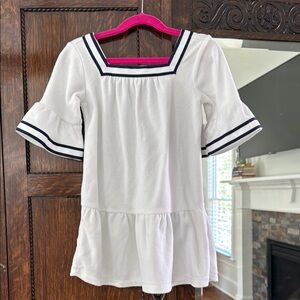 Janie and Jack White Terry Dress with Navy Trim